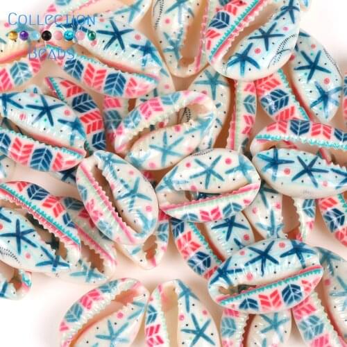 10-20mm Natural Blue Starfish Seashell Cowrie Conch Loose Spacer Beads Beach DIY for Jewelry Making Sea Shells Bracelet 10Pcs