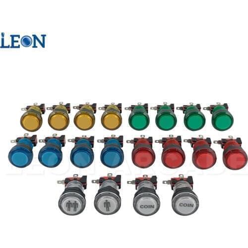 100 Pcs 5/12V Bright Arcade Button Mame Jamma Game Arcade Cabinet Diy kit For Bartop Arcade Kit Pandora Box LED Illuminated