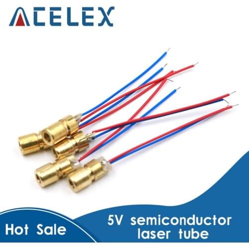 100pcs/lot 650nm 6mm 5V 5mW Laser Dot Diode Module Copper Head Red