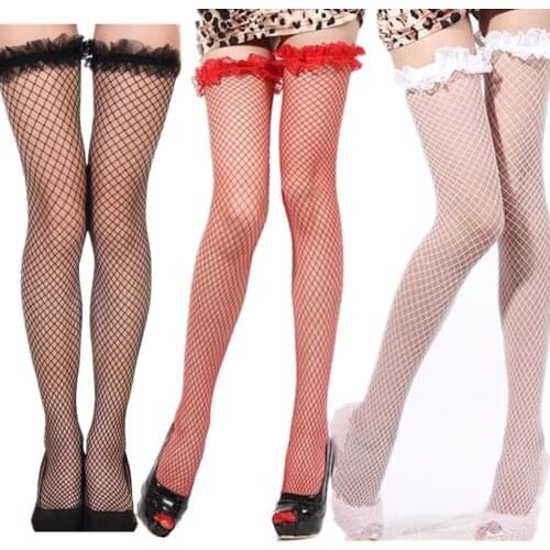 2Pairs/lot Sexy Lingerie Women Fishnet Stockings Hollow Black Long Stockings Women Sheer Lace Fishnet Thigh High Stocking