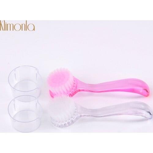 2pcs Plastic Nail Art Cleaning Brush Round Head Powder Clean Brush with Cap UV Gel Nails Art Manicure Care Tools