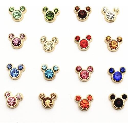 20Pcs/Lot Mixed Color Gold Mouse Head Floating Charms Hand-made DIY for Glass Lockets
