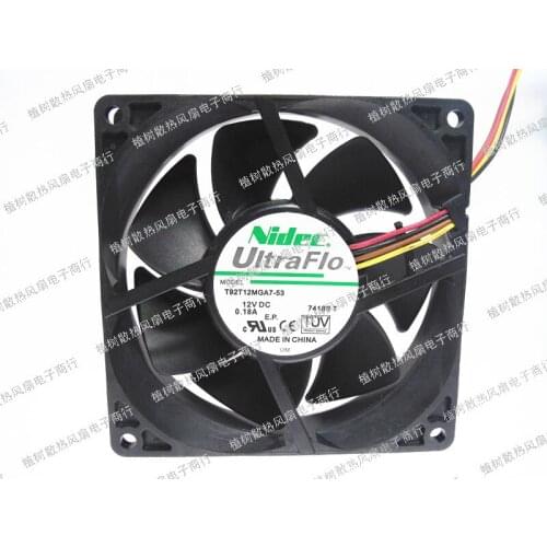 Nidec T92T12MGA7-53 DC 12V 0.18A 90x90x25mm 4-Wire Server Cooling Fan