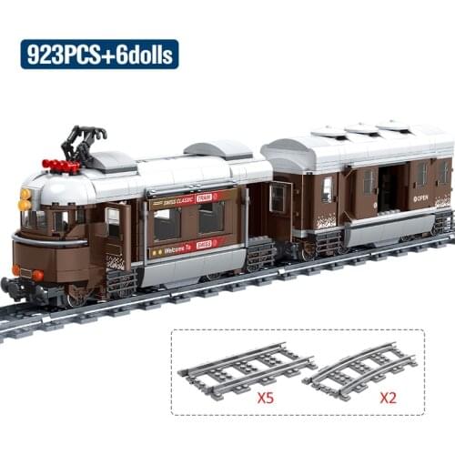 MOC 923pcs City IDEAS Swiss classic train Creative Building Blocks DIY Assembly Bricks Educational Toys For kids birthday gifts