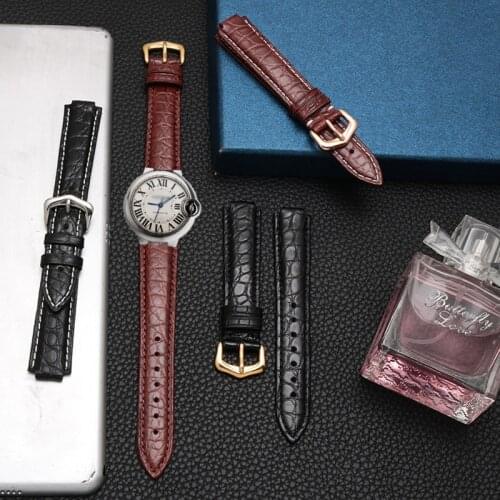 Watch Accessories Crocodile Leather Wrist Bracelet With Convex Pin Buckle Leather Watch band For Cartier of BLUE BALLOON Watch