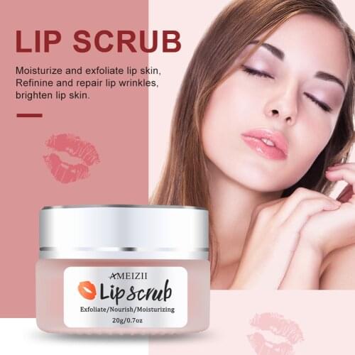 Ameizii Strawberry Lip Scrub Moisturizing Gentle Exfoliating Lip Repair Fading Lip Wrinkles Lipstick Scrub