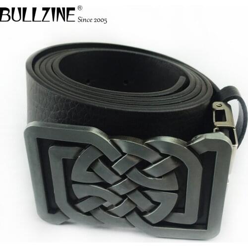 Bullzine zinc alloy fashion western Celtic knot belt buckle Free PU belt Luxurious jeans gift belt buckle FP-03389 drop shipping