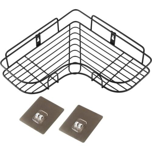 Black Punch-Free Corner Shower Shampoo Shelf Rack Bathroom Kitchen Tripod Storage Rack Wall Holder Shelves Bathroom Accessories