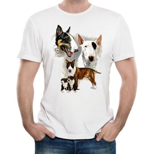 2021 New Harajuku Bull Terrier Printing T-Shirt Summer Fashion Men Short Sleeve Funny Dog Design White Casual Tops Boy Tees