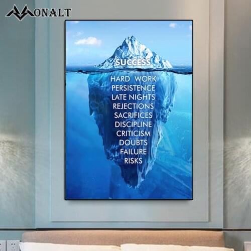 Blue glacier Iceberg Letters Inspirational Poster Ocean Fish Landscape Canvas Painting Nordic Saying Posters Prints Home Decor