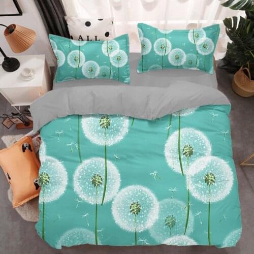 Butterfly 2/3pcs Kid Bed Cover Set Cartoon Dandelion Duvet Cover Adult Child Bed Linen & Pillowcase Comforter Green Bedding Set