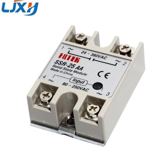 LJXH Single Phase SSR Solid State Module Relay AC-AC 10A 25A 40A 75A 100A Actually Voltage 80~250V AC to 24~380V AC Load Voltage