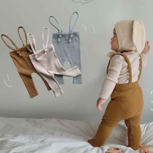 Infant Kids Suspender Pantyhose Spring Autumn Cotton Breathable Baby Girls Boys Solid Color High Waist Bandage Leggings Overalls