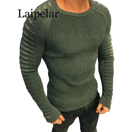 Sweater Men 2019 New Arrival Casual Pullover Men Autumn Round Neck Patchwork Quality Knitted Brand Male Sweaters Size M-3XL