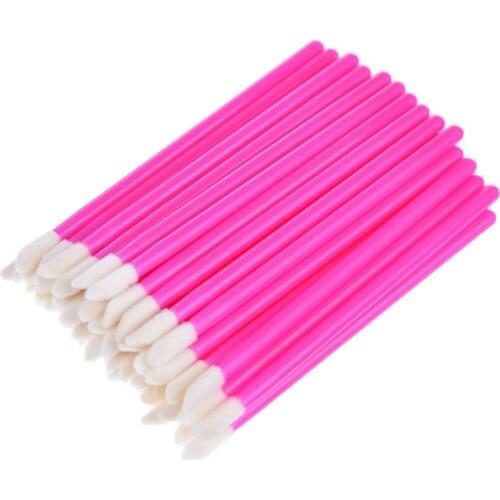 New 50pcs Disposable Cosmetic Lip Brush Lipstick Lip Glossy Wands Pen Cleaner Applicator Eyeshadow Gloss Makeup Brushes