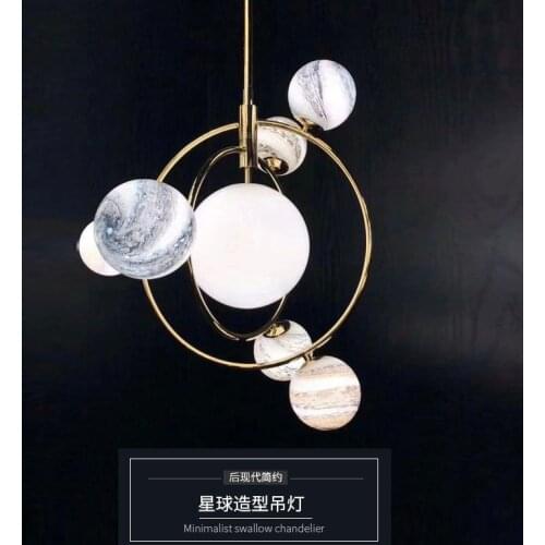 Post modern Nordic dream wandering earth chandelier planet personality study bedroom childrens room Chandelier