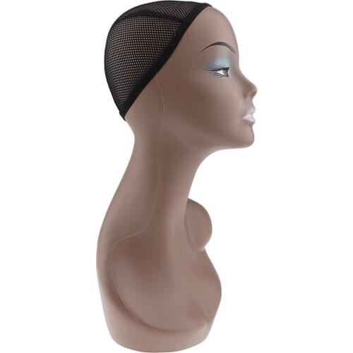 Durable & Sturdy Black Women Plastic Head Model Mannequins with Mount Hole, For Display Wigs, Hats, Caps, Beret, Hairpieces