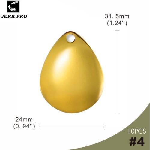 JERK PRO 10PCS Size 4 Gold Plating Smooth Steel Colorado Spinner Blades Fishing Lure Spinnerbaits Accessories Angler’s Component