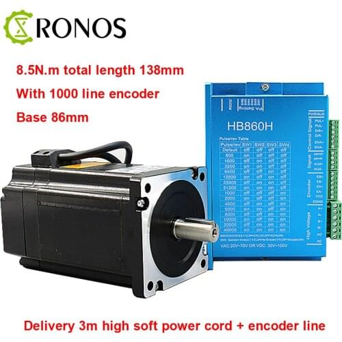 Nema 34 8.5N.m Servo Motor 86HB250-118B+HB860H Closed-loop Step Motor Nema 34 86 Hybird Closed Loop 2-phase Stepper Motor Driver