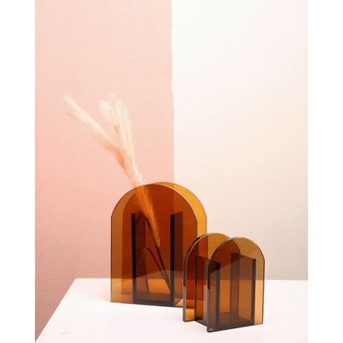 Modern Simple Arch Morandi Transparent Flower Vase Living Room Table Ornaments Flower Vase Home Decoration