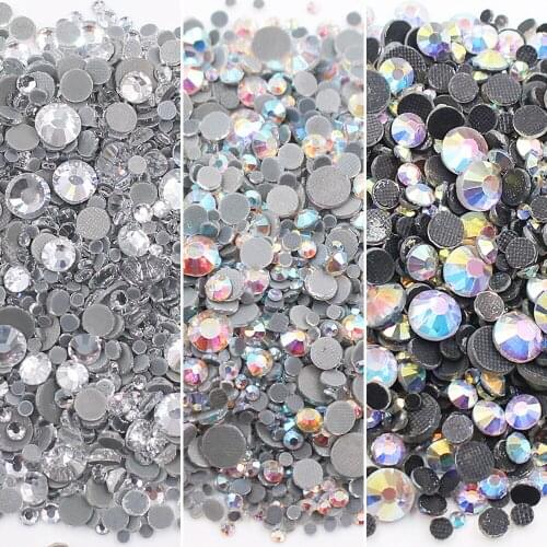 Rhinestones Ss6 Ss10 Ss16 Ss20 Ss30 Round Shape Hot Fix Glue-back Srystals Glass Strass Iron on Handmade Rhinestones For Clothes