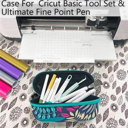 Portable Tools Pens Storage Bag for Cricut Basic Tool Set & Ultimate Fine Point Pen Protective Case Double Zipper Carrying Bag
