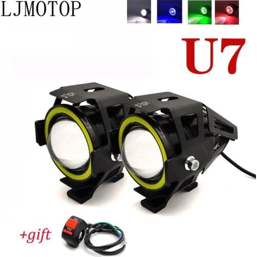 U7 LED Light motorcycl Headlight angel eyes lights motorcycle Universal For Suzuki GSF600 Bandit BURGMAN 400 GSXR 1000 1100 400