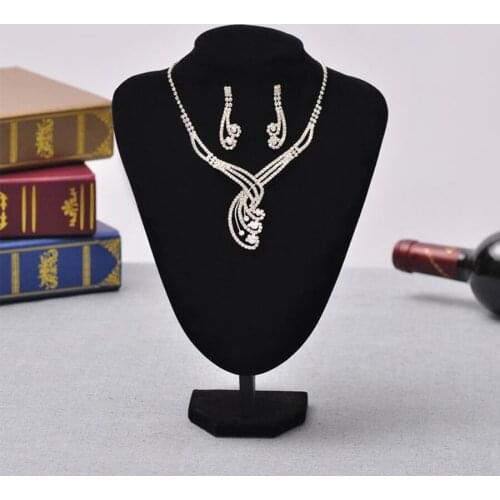 Vintage Crystal Flower Winding Design Elegant Earring Necklace Set for Women Wedding Shiny Rhinestone Jewelry Set Gift Wholesale