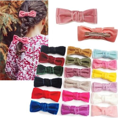 Girls Velvet Bow Clips Hair Accessories Boutique 4 Inches Two Layers Hair Bows Alligator Hairpin Hair Clips