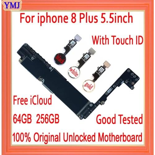 Factory Original unlock For Iphone 8 Plus Motherboard with/without Touch ID, 100% Tested Motherboard For iPhone 8P 5.5inch
