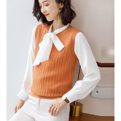 Women Cashmere Sleeveless Sweater High Quality 100% Wool Knitwear Ladies Sweater Vest Pullovers
