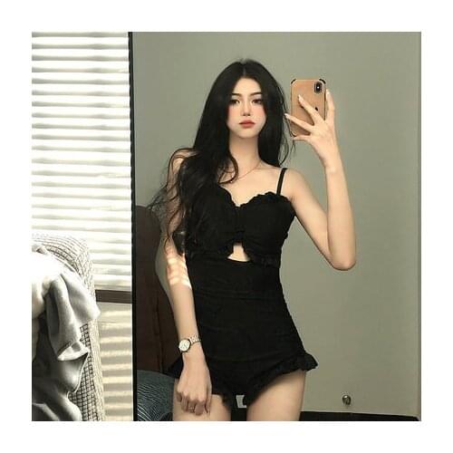 Womens Swimwear One-piece Solid Black Sexy Slimming Bathing Swimming Suits for Women Fashion Monokini Push Up Swimsuit Bikini