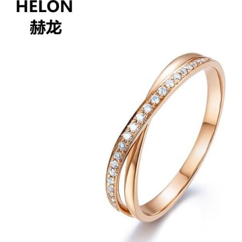 Solid 14k Rose Gold Natural Diamonds Ring for Women Engagement Wedding Ring Fine Jewelry Gift