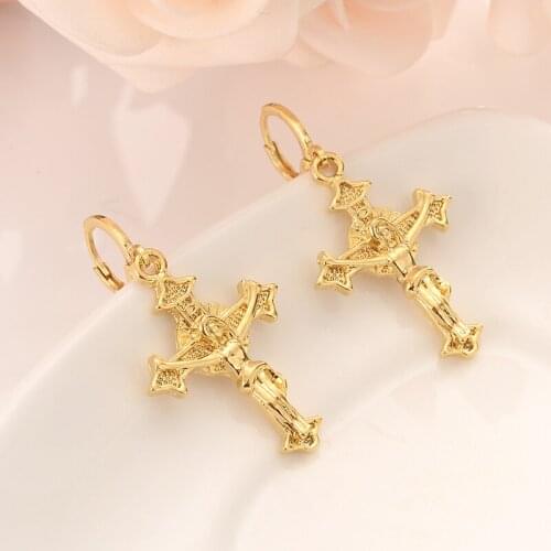 Gold Fashion jewellery Jesus knot cross Earrings Gift for women men earring party earring wedding bridal jewelry Christmas gifts