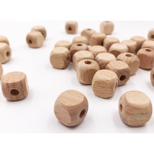 100Pcs/lot Cube Wooden Square Beads 10mm 12mm Natural Beech Wood Spacer Beads For Baby Kids Toys Jewelry Making DIY Necklace