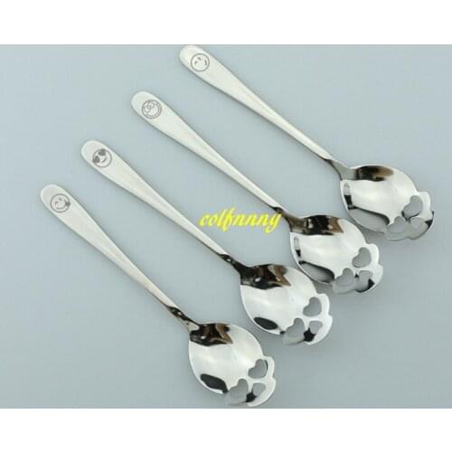 100pcs/lot Fashion Stainless coffee spoon Skull shape dessert spoon Food grade stainless ice cream candy tea spoon
