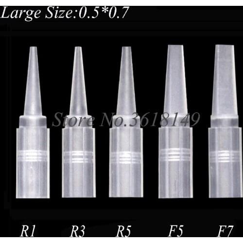 1R 3R 5R F5 F7 Tattoo Needle Tips Disposable Plastic Needles Cap Permanent Makeup Eyebrow Lips Machine Giant Sun Large Size