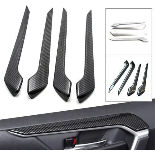 4Pcs Car Interior Door Panel Armrest Cover Trim Decor For Toyota RAV4 2019 2020 / RAV 4 19 20 ABS Plastic