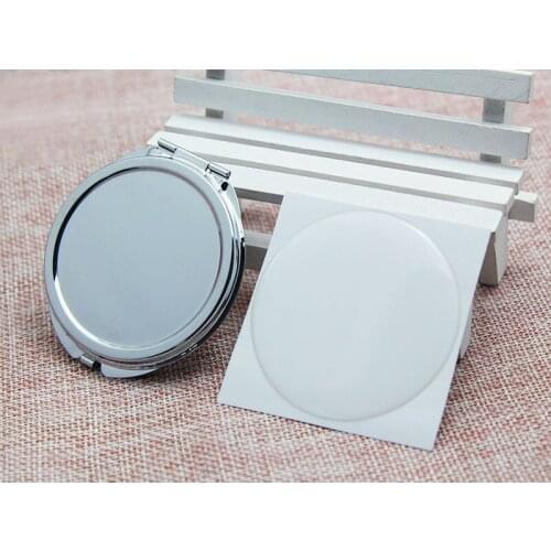 62mm Round Compact Mirror Blank + epoxy sticker, Round Metal Makeup Mirror