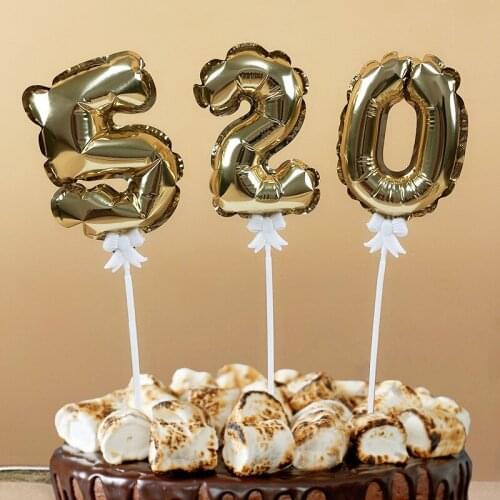 7inch Number Foil Balloons Cake Toppers Gold Silver Balloon Cupcake Topper for Birthday Wedding Party Decorations Baby Shower