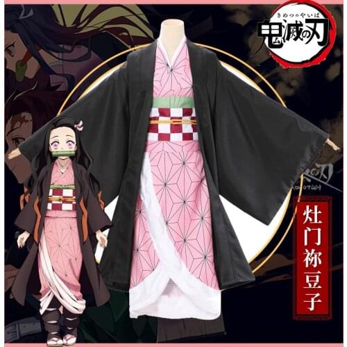 Anime Demon Slayer Cosplay Kamado Nezuko Costumes Full Suit Including Mens Womens And Childrens Sizes 2021 New