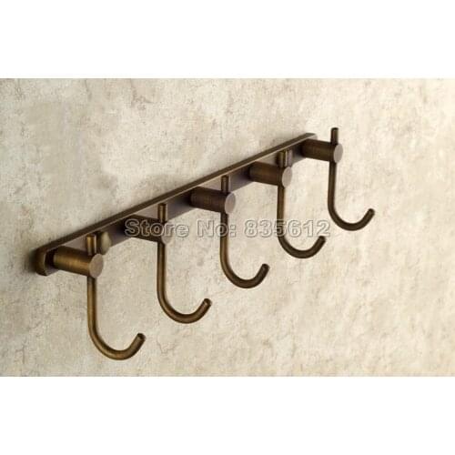 Antique Brass Wall Mounted Bathroom & Kitchen Hooks / Towel Coat Robe Hooks Holder Hat Clothes Hanger Wba517