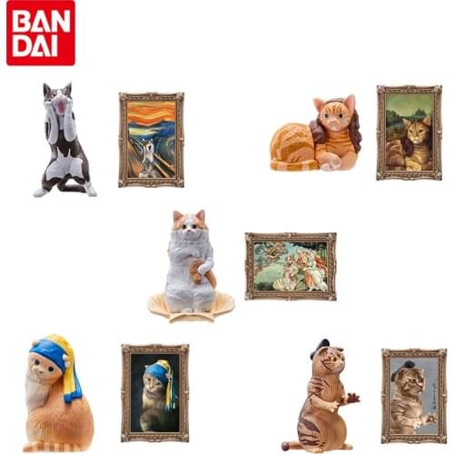 Bandai Genuine Gashapon Cat Museum Famous Paintings Series Anime Action Figures Collectible Model Gacha Toys Gifts for Kids