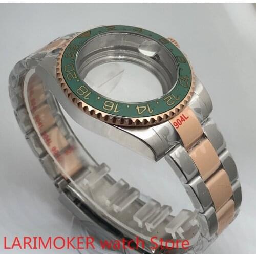 Transparent cover 904L stainless steel rose gold strap bracelet with 40mm sapphire glass ETA NH36 MH35 case,bezel sea green