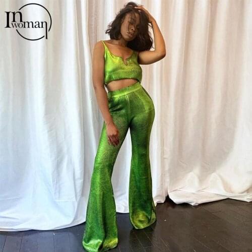 INWOMAN Casual High Waist Pants Flared Pants Women Ladies Trousers 2021 Sexy Bodycon Wide Leg Pants Skinny Bell Bottom Pants New