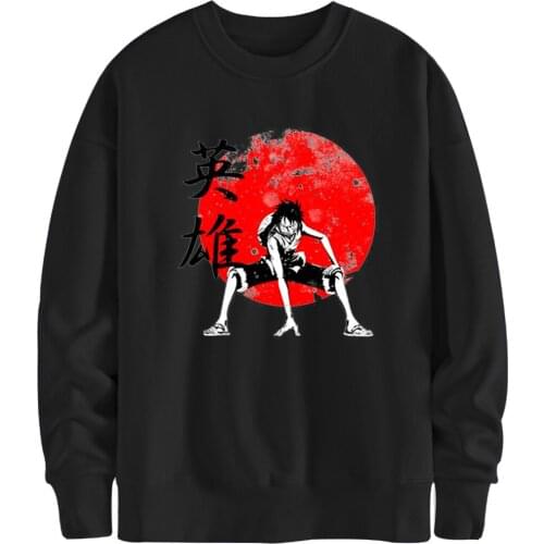 One Piece Long Sleeve Sweatshirts Man Luffy Hoody Streetwear Clothing Male Brand Casual Pullovers Black Moletom Masculino 2020