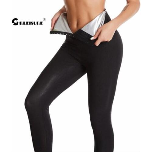 CHRLEISURE Compression Yoga Pants Shapewear Abdomen Sports Tights Heat Trapping Sweating Silver Surface Gym Leggings For Women