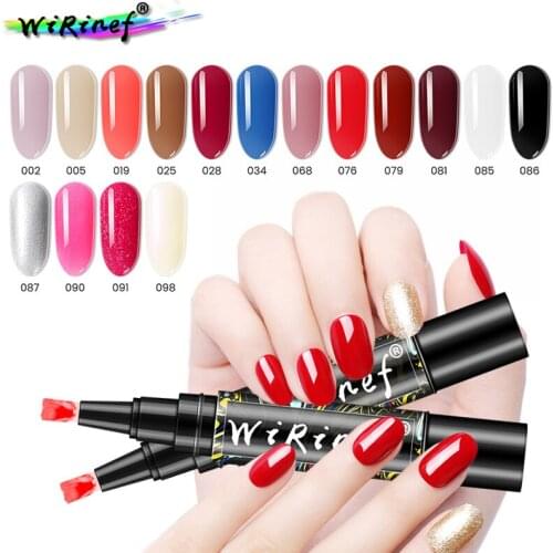 WiRinef 16 Colors One Step Nail Gel Polish Pen 3 In 1 Colorful Nail Gel Polish Easy To Use Soak Off UV Gel Polish