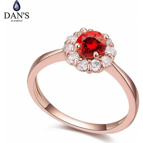 DANS Real Austrian Crystals Brand AAA Zirconia Micro Inlays Fashion Ring for women New Flower 110741Red