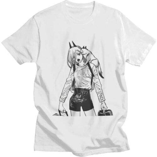 Chainsaw Man Anime Makima Tshirt Men Unique Tee Tops 100% Cotton T Shirts Short Sleeve Japanese Manga T-shirts Gift Idea Clothes